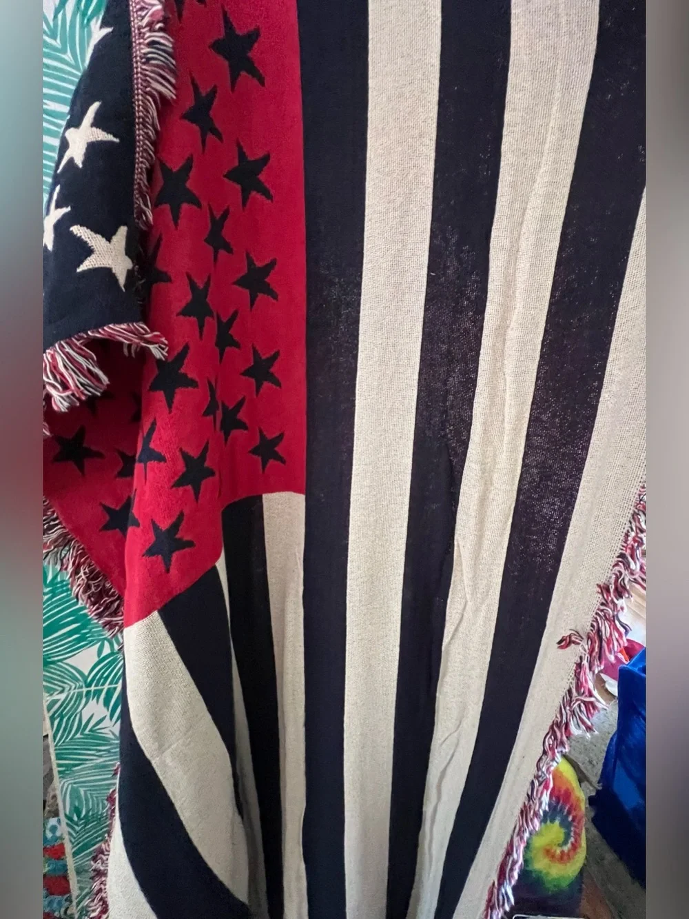 Wrangler Patriotic Star & Stripe tapestry throw blanket Red, White & Blue 72x46